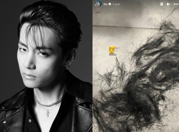 Unggahan V BTS potong rambut di Instagram.