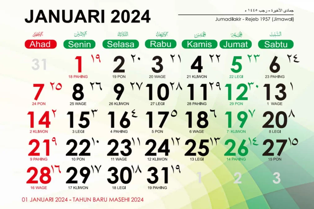 Link Download Kalender 2024 Format PDF Lengkap Tanggal Merah dan Hari Libur