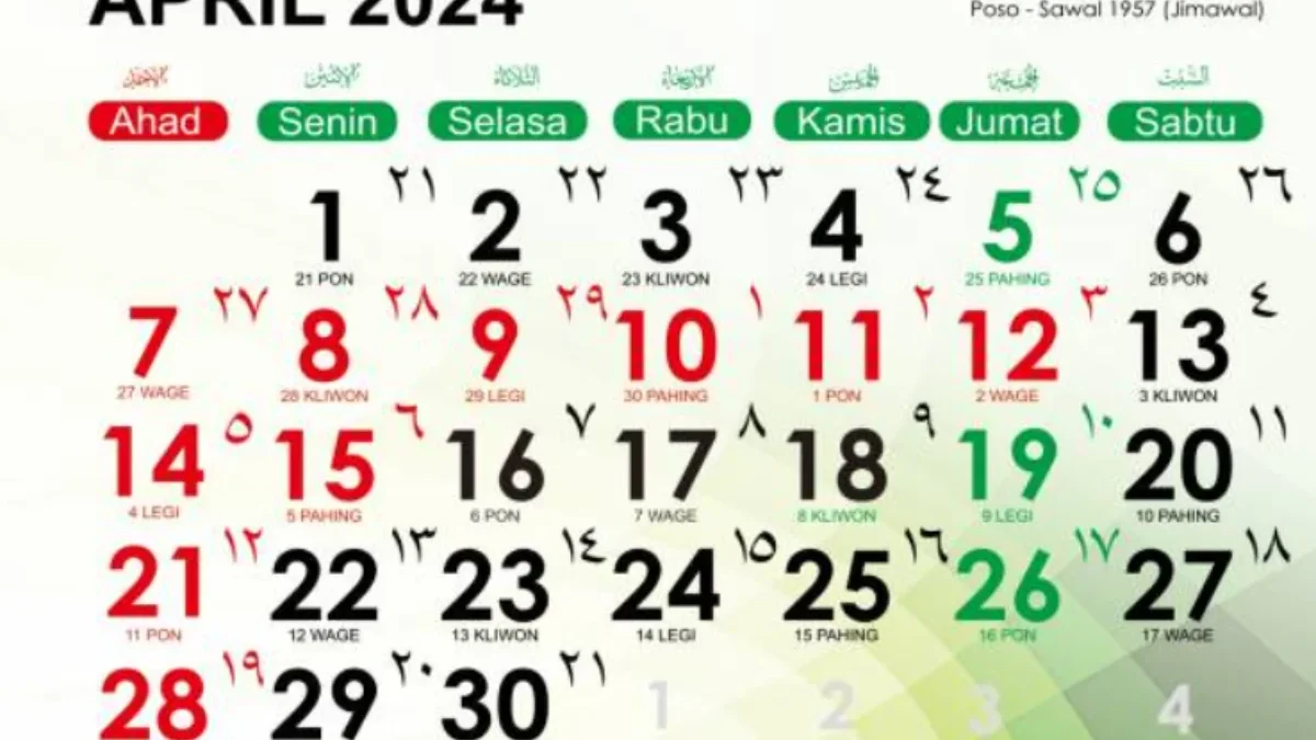 Cek apakah 1 April 2024 masih libur atau tidak? Ini kalender hijriah dan masehi April 2024/ Dok. Kemenag